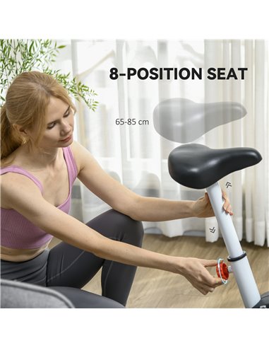 SPORTNOW Quiet Exercise Bike Stationary Bike with 8-Level Magnetic Resistance, Heart-Rate Sensor and Wheels, White A90-366V00WT