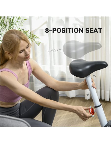 SPORTNOW Quiet Exercise Bike Stationary Bike with 8-Level Magnetic Resistance, Heart-Rate Sensor and Wheels, White A90-366V00WT - pic 90043 | FastDaddyshop