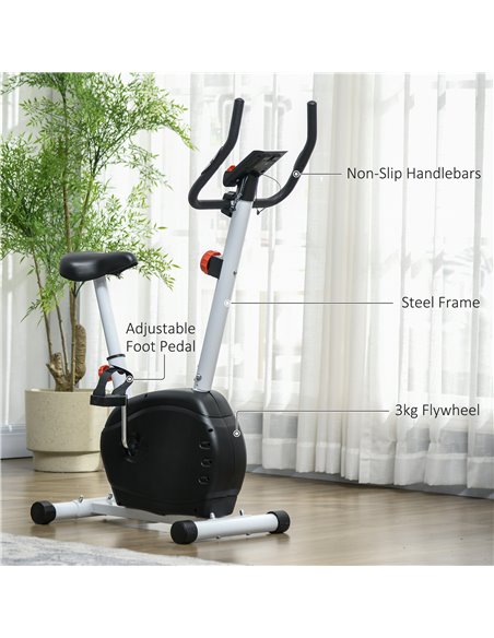 SPORTNOW Quiet Exercise Bike Stationary Bike with 8-Level Magnetic Resistance, Heart-Rate Sensor and Wheels, White A90-366V00WT - pic 90044 | FastDaddyshop