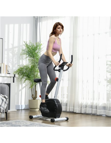 SPORTNOW Quiet Exercise Bike Stationary Bike with 8-Level Magnetic Resistance, Heart-Rate Sensor and Wheels, White A90-366V00WT - pic 90045 | FastDaddyshop