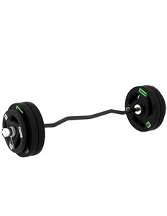 SPORTNOW Olympic EZ Curl Bar with 50kg Weight Plates, Barbell Bar for 5cm Weight Plates with Spring Clips, Home Gym Weight Lifti