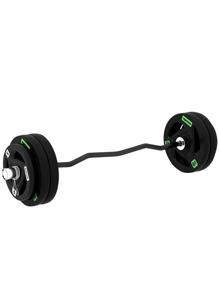 SPORTNOW Olympic EZ Curl Bar with 50kg Weight Plates, Barbell Bar for 5cm Weight Plates with Spring Clips, Home Gym Weight Lifti - pic 90047 | FastDaddyshop