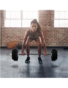 SPORTNOW Olympic EZ Curl Bar with 50kg Weight Plates, Barbell Bar for 5cm Weight Plates with Spring Clips, Home Gym Weight Lifti 2