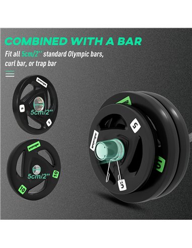 SPORTNOW Olympic EZ Curl Bar with 50kg Weight Plates, Barbell Bar for 5cm Weight Plates with Spring Clips, Home Gym Weight Lifti