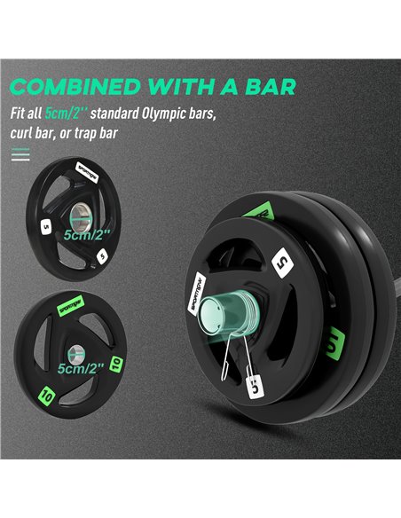 SPORTNOW Olympic EZ Curl Bar with 50kg Weight Plates, Barbell Bar for 5cm Weight Plates with Spring Clips, Home Gym Weight Lifti - pic 90050 | FastDaddyshop