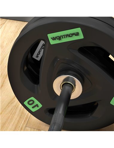 SPORTNOW Olympic EZ Curl Bar with 50kg Weight Plates, Barbell Bar for 5cm Weight Plates with Spring Clips, Home Gym Weight Lifti