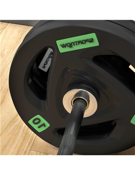 SPORTNOW Olympic EZ Curl Bar with 50kg Weight Plates, Barbell Bar for 5cm Weight Plates with Spring Clips, Home Gym Weight Lifti - pic 90054 | FastDaddyshop