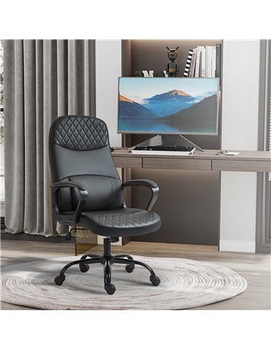 Vinsetto High Back Massage Office Chair with Armrest PU Leather Vibration Executive Chair with Adjustable Height and Built-in Lu