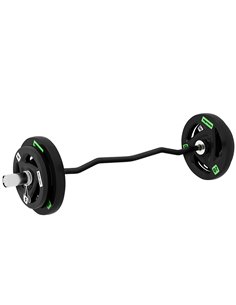 SPORTNOW Olympic EZ Curl Bar with 30kg Weight Plates, Barbell Bar for 5cm Weight Plates with Spring Clips, Home Gym Weight Lifti
