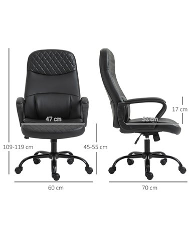 Vinsetto High Back Massage Office Chair with Armrest PU Leather Vibration Executive Chair with Adjustable Height and Built-in Lu