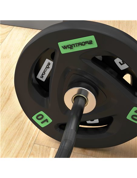 SPORTNOW Olympic EZ Curl Bar with 30kg Weight Plates, Barbell Bar for 5cm Weight Plates with Spring Clips, Home Gym Weight Lifti - pic 90072 | FastDaddyshop
