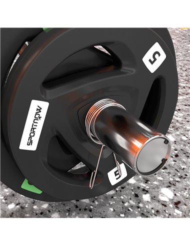 SPORTNOW Olympic EZ Curl Bar with 30kg Weight Plates, Barbell Bar for 5cm Weight Plates with Spring Clips, Home Gym Weight Lifti