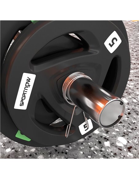 SPORTNOW Olympic EZ Curl Bar with 30kg Weight Plates, Barbell Bar for 5cm Weight Plates with Spring Clips, Home Gym Weight Lifti - pic 90073 | FastDaddyshop