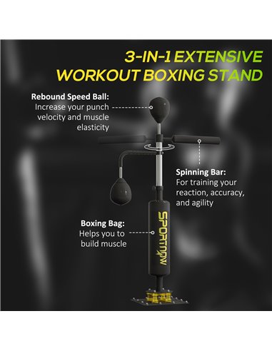 SPORTNOW Boxing Bag, Freestanding Punching Bag, with Reflex Bar, Speed Balls, Black A91-249V00BK
