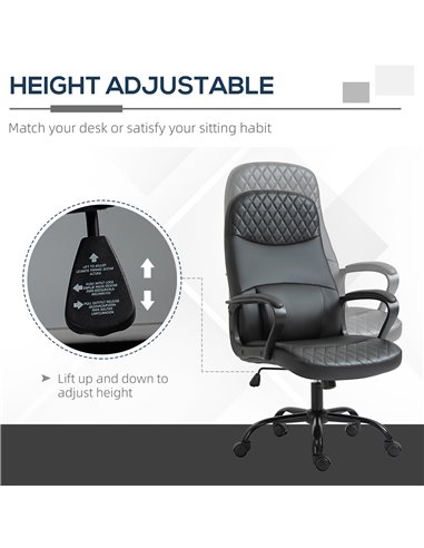 Vinsetto High Back Massage Office Chair with Armrest PU Leather Vibration Executive Chair with Adjustable Height and Built-in Lu