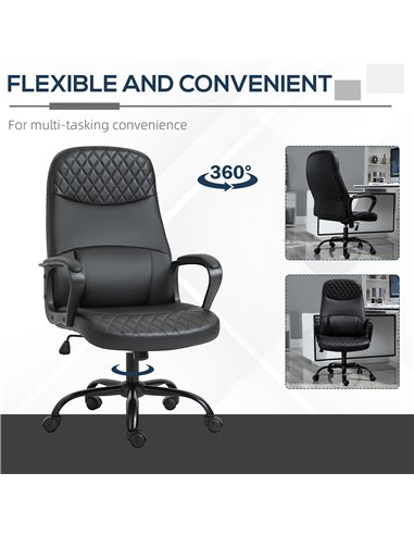 Vinsetto High Back Massage Office Chair with Armrest PU Leather Vibration Executive Chair with Adjustable Height and Built-in Lu