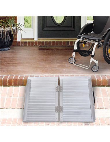 HOMCOM 2ft Folding Aluminum Wheelchair Ramp Scooter Portable Mobility Assist Suitcase Access Aid Disabled 713-027