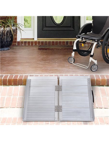 HOMCOM 2ft Folding Aluminum Wheelchair Ramp Scooter Portable Mobility Assist Suitcase Access Aid Disabled 713-027 - pic 90102 | FastDaddyshop