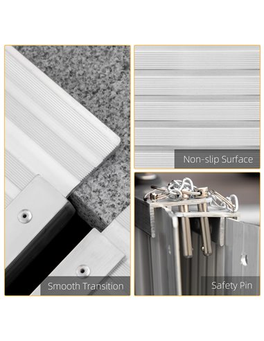 HOMCOM 2ft Folding Aluminum Wheelchair Ramp Scooter Portable Mobility Assist Suitcase Access Aid Disabled 713-027