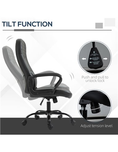 Vinsetto High Back Massage Office Chair with Armrest PU Leather Vibration Executive Chair with Adjustable Height and Built-in Lu