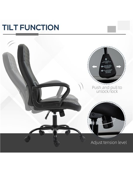 Vinsetto High Back Massage Office Chair with Armrest PU Leather Vibration Executive Chair with Adjustable Height and Built-in Lu - pic 9011 | FastDaddyshop