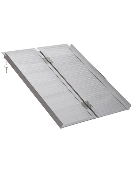 HOMCOM 3ft Folding Aluminum Wheelchair Ramp, Scooter Portable Mobility Assist Suitcase Access Aid, 270kg Capacity, silver 713-02 - pic 90110 | FastDaddyshop