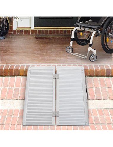 HOMCOM 3ft Folding Aluminum Wheelchair Ramp, Scooter Portable Mobility Assist Suitcase Access Aid, 270kg Capacity, silver 713-02