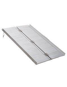 HOMCOM Portable Folding Wheelchair Ramp, Aluminium Mobility Scooter Access Aid, 4ft, 270kg Capacity, Silver 713-029