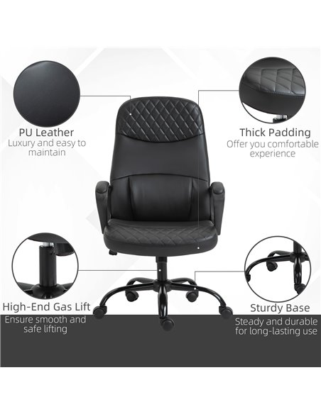 Vinsetto High Back Massage Office Chair with Armrest PU Leather Vibration Executive Chair with Adjustable Height and Built-in Lu - pic 9012 | FastDaddyshop