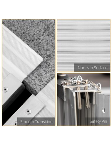HOMCOM Portable Folding Wheelchair Ramp, Aluminium Mobility Scooter Access Aid, 4ft, 270kg Capacity, Silver 713-029