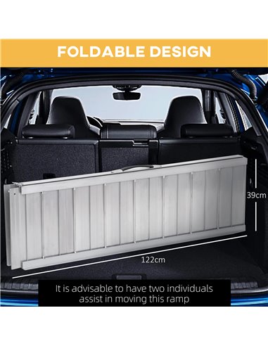 HOMCOM Portable Folding Wheelchair Ramp, Aluminium Mobility Scooter Access Aid, 4ft, 270kg Capacity, Silver 713-029