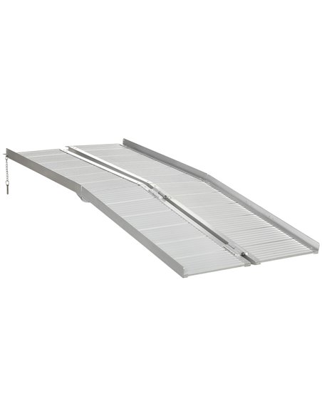 HOMCOM Folding Wheelchair Ramp, Textured Aluminum, 183x72 cm, Portable Threshold Ramp for Scooter & Steps, Silver. 713-003V00SR - pic 90137 | FastDaddyshop