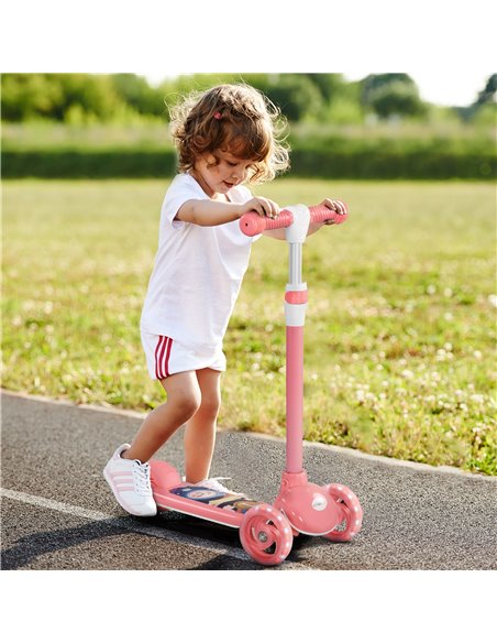 AIYAPLAY Kids 3 Wheel Scooter for 2-6 Years Old w/ Adjustable Height, LED Light, TPE Handlebar, Pink 371-050V00PK - pic 90147 | FastDaddyshop