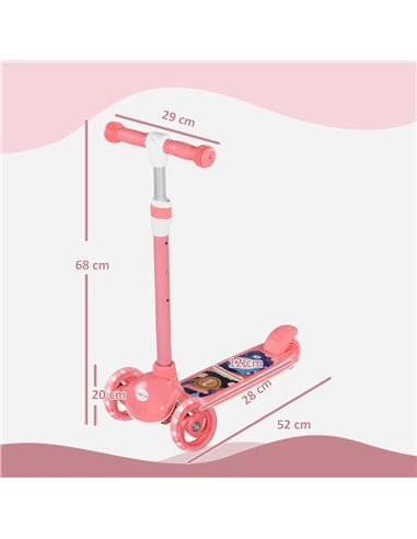 AIYAPLAY Kids 3 Wheel Scooter for 2-6 Years Old w/ Adjustable Height, LED Light, TPE Handlebar, Pink 371-050V00PK