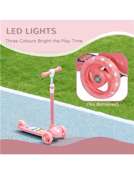 AIYAPLAY Kids 3 Wheel Scooter for 2-6 Years Old w/ Adjustable Height, LED Light, TPE Handlebar, Pink 371-050V00PK - pic 90151 | FastDaddyshop