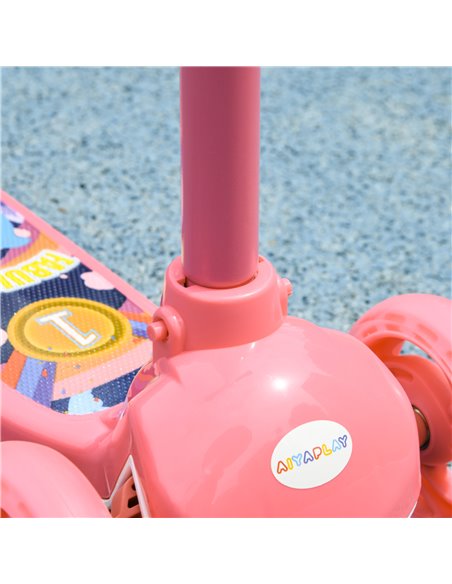 AIYAPLAY Kids 3 Wheel Scooter for 2-6 Years Old w/ Adjustable Height, LED Light, TPE Handlebar, Pink 371-050V00PK - pic 90154 | FastDaddyshop