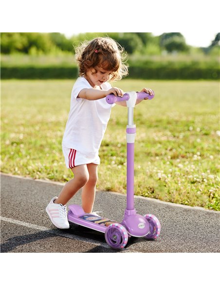 AIYAPLAY Kids 3 Wheel Scooter for 2-6 Years Old w/ Adjustable Height, LED Light, TPE Handlebar, Purple 371-050V00VT - pic 90156 | FastDaddyshop