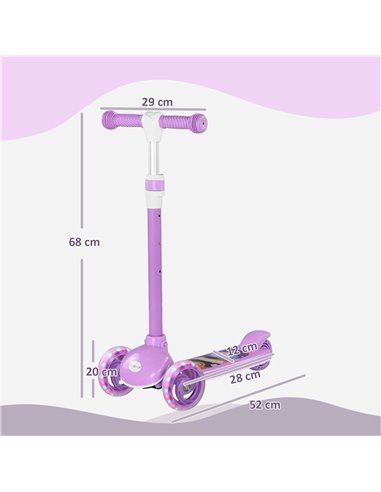 AIYAPLAY Kids 3 Wheel Scooter for 2-6 Years Old w/ Adjustable Height, LED Light, TPE Handlebar, Purple 371-050V00VT