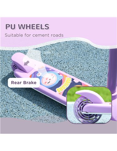 AIYAPLAY Kids 3 Wheel Scooter for 2-6 Years Old w/ Adjustable Height, LED Light, TPE Handlebar, Purple 371-050V00VT