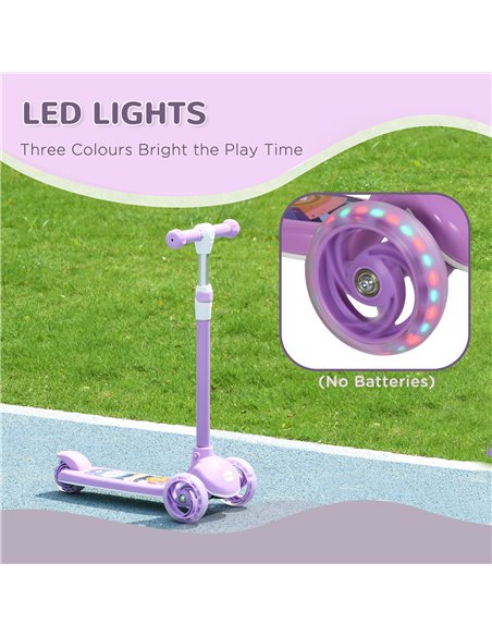 AIYAPLAY Kids 3 Wheel Scooter for 2-6 Years Old w/ Adjustable Height, LED Light, TPE Handlebar, Purple 371-050V00VT - pic 90160 | FastDaddyshop