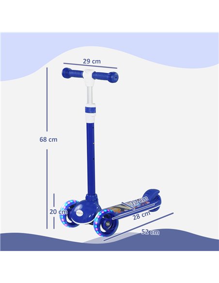 AIYAPLAY Kids 3 Wheel Scooter for 2-6 Years Old w/ Adjustable Height, LED Light, TPE Handlebar, Blue 371-050V00BU - pic 90166 | FastDaddyshop