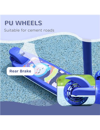 AIYAPLAY Kids 3 Wheel Scooter for 2-6 Years Old w/ Adjustable Height, LED Light, TPE Handlebar, Blue 371-050V00BU