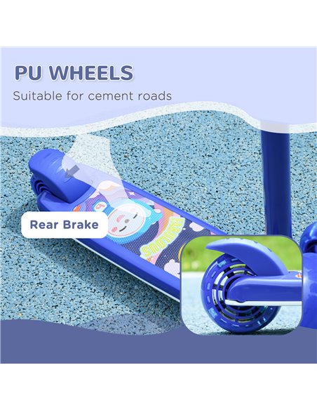 AIYAPLAY Kids 3 Wheel Scooter for 2-6 Years Old w/ Adjustable Height, LED Light, TPE Handlebar, Blue 371-050V00BU - pic 90168 | FastDaddyshop