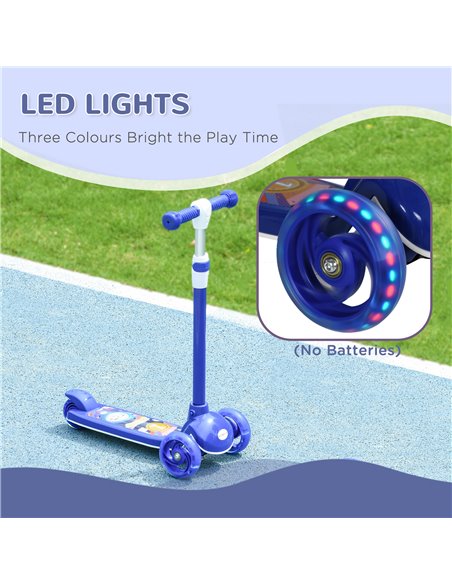 AIYAPLAY Kids 3 Wheel Scooter for 2-6 Years Old w/ Adjustable Height, LED Light, TPE Handlebar, Blue 371-050V00BU - pic 90169 | FastDaddyshop