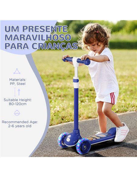 AIYAPLAY Kids 3 Wheel Scooter for 2-6 Years Old w/ Adjustable Height, LED Light, TPE Handlebar, Blue 371-050V00BU - pic 90170 | FastDaddyshop