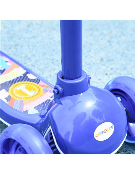 AIYAPLAY Kids 3 Wheel Scooter for 2-6 Years Old w/ Adjustable Height, LED Light, TPE Handlebar, Blue 371-050V00BU - pic 90172 | FastDaddyshop