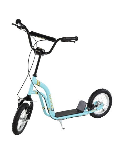 HOMCOM Teen Kids Stunt Scooter w/ Adjustable Handlebar, 12 Inch Rubber Tyres, Dual Brakes, Blue 371-017BU - pic 90173 | FastDaddyshop