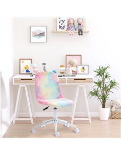 Vinsetto Fluffy Unicorn Office Chair with Mid-Back and Swivel Wheel, Rainbow Multi-Colored 2