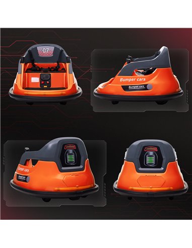 HOMCOM Bumper Car, 360° Rotation Spin 12V Kids Electric Car with Lights, Music, for Ages 1.5-5 Years - Orange 370-301V70OG