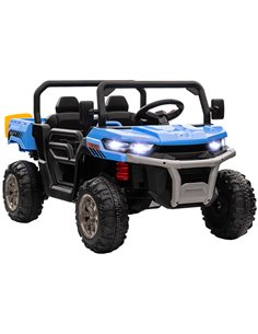 HOMCOM 12V Two-Seater Kids Electric Ride-On Car, with Electric Bucket, Remote Control - Blue 370-239V70BU